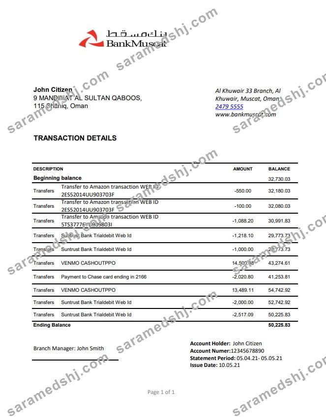 Oman Bank Muscat excel pdf